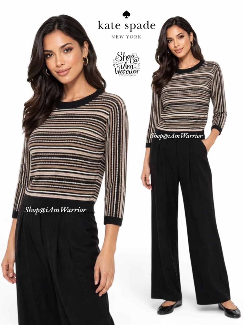 Kate Spade light weight multi stripe crewneck sweater *shop@iamwarrior